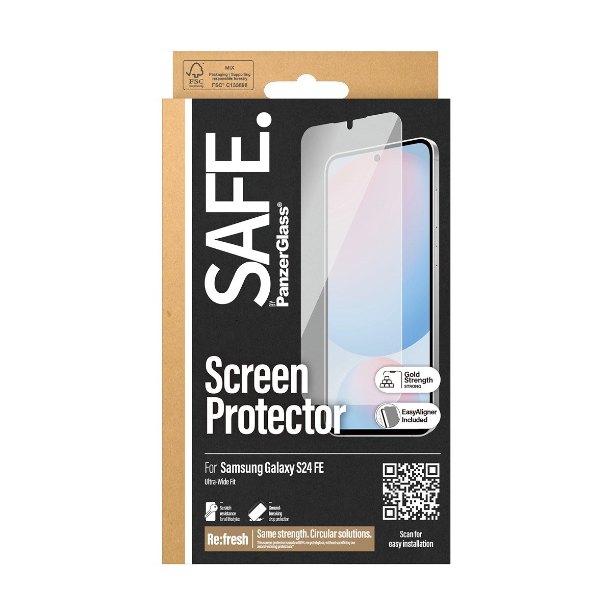 SAFE. by PanzerGlass® Screen Protector Samsung Galaxy S24 FE | Ultra-Wide Fit w. Aligner